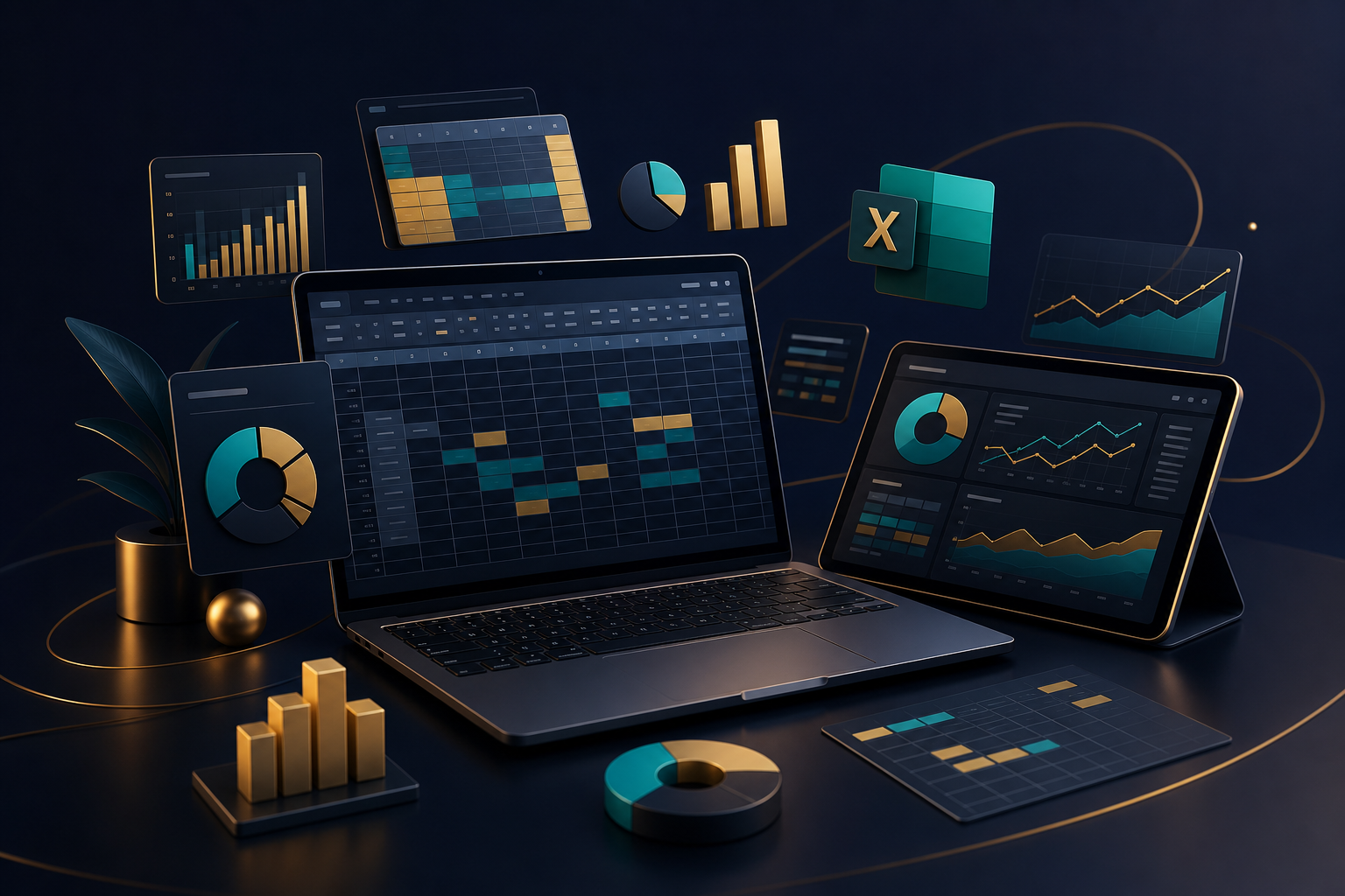 Abstract Excel workbook dashboard visual